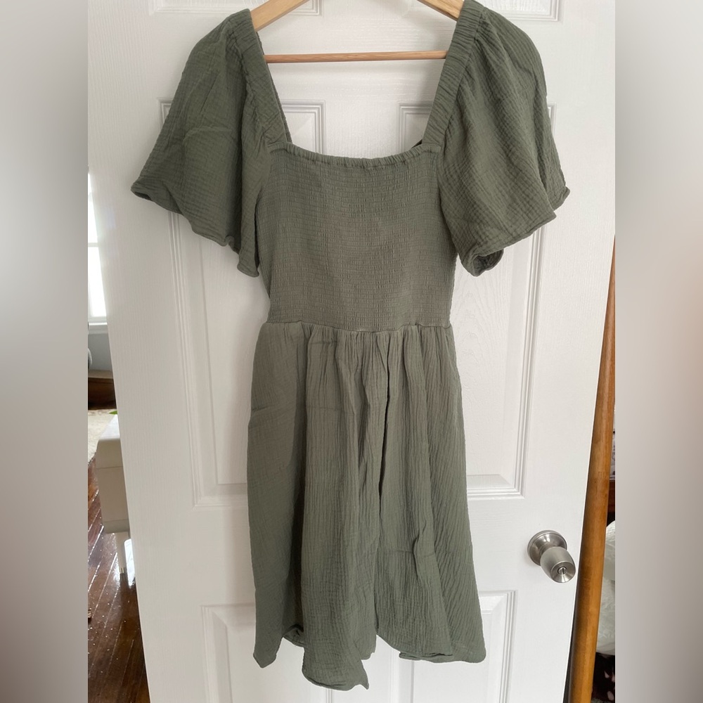 Madewell Lightspun Lucie Smocked Tie-Back Mini Dress size XS